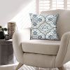 17 x Inch Decorative Square Cotton Accent Throw Pillow with Classic Damask