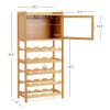 Fashion 20-Bottle Bamboo Wine Rack Cabinet Freestanding Display Shelf w/ Glass Hanger