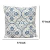 17 x Inch Decorative Square Cotton Accent Throw Pillow with Classic Damask