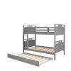 Twin-Over-Twin Bunk Bed with Twin size Trundle ;  Separable Bunk Bed for Bedroom