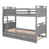Twin-Over-Twin Bunk Bed with Twin size Trundle ;  Separable Bunk Bed for Bedroom