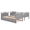 Twin-Over-Twin Bunk Bed with Twin size Trundle ;  Separable Bunk Bed for Bedroom