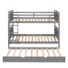 Twin-Over-Twin Bunk Bed with Twin size Trundle ;  Separable Bunk Bed for Bedroom