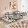 Twin-Over-Twin Bunk Bed with Twin size Trundle ;  Separable Bunk Bed for Bedroom