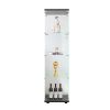 Glass Display Cabinet with 4 Shelves, Curio Cabinets for Living Room, Bedroom, Office, Black Floor Standing Glass Bookshelf, Quick Installation, 64.7*